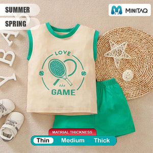 Game Sports Green N Beige Sleeveless Shirt and Shorts 2 - Minitaq baby kids clothes dress