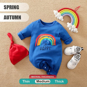 Happy Rainbow Blue Baby Romper 2 - Minitaq baby kids clothes dress
