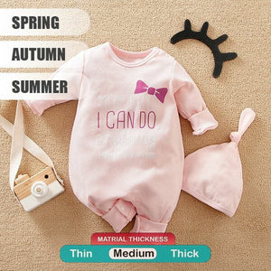 Can Do Baby Pink Romper With Cap 2 - Minitaq baby kids clothes dress