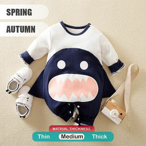 Shark Cartoon Design Baby Romper 2 - Minitaq baby kids clothes dress