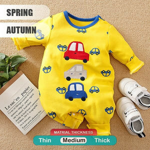 Cars Design Yellow Full Sleeve Baby Romper 2 - Minitaq baby kids clothes dress
