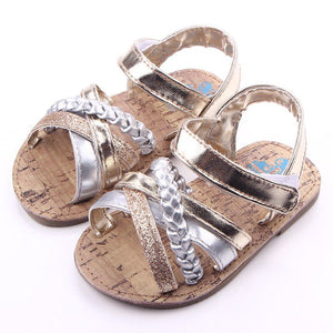 Gold N Silver Strap Style Summer Baby Shoes 1 - Minitaq baby kids clothes dress