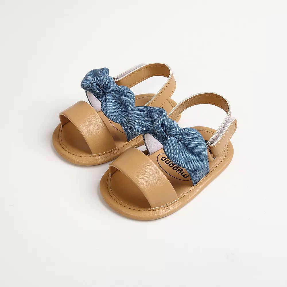 Beige Baby Shoes With Blue Bow Knot 1 - Minitaq baby kids clothes dress