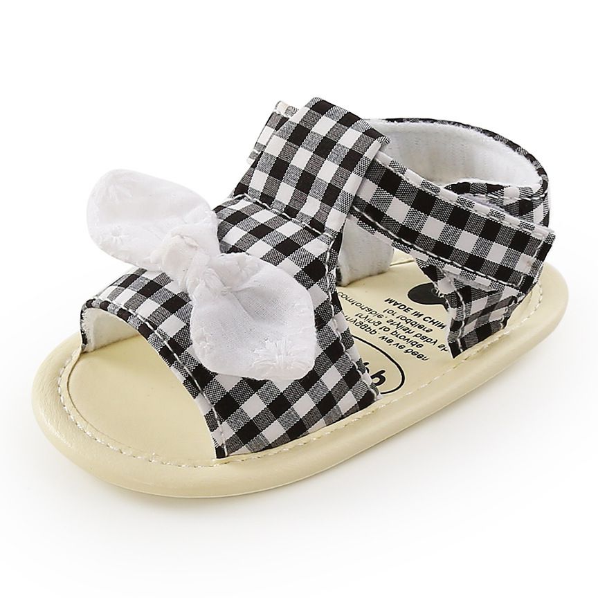 Bow Knot On Black Checks Baby Shoes 2 - Minitaq baby kids clothes dress