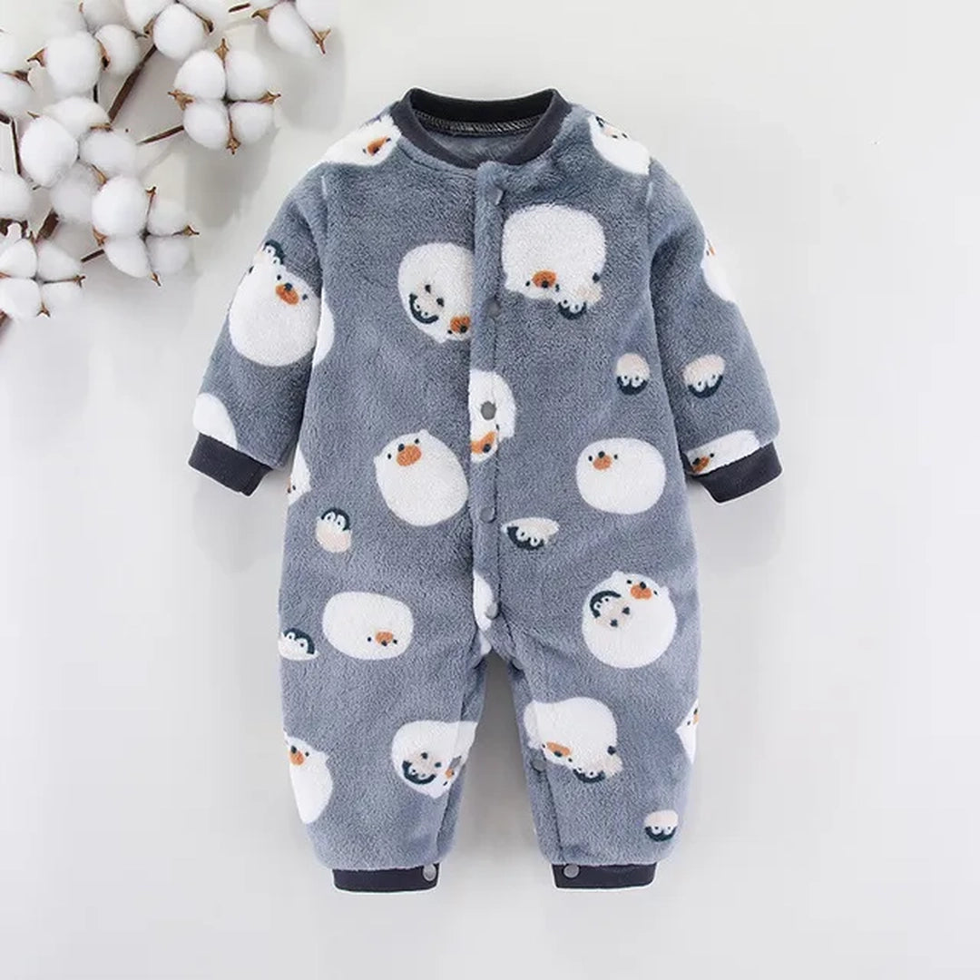 Bluish Gray Sheep Pattern Winter Fleece Romper 1 - Minitaq baby kids clothes dress