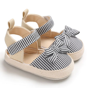 Straight Black Lines N Bow Baby Sandals 1 - Minitaq baby kids clothes dress