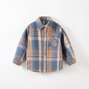 Blue N Rust Orange Check Shirt 1 - Minitaq baby kids clothes dress