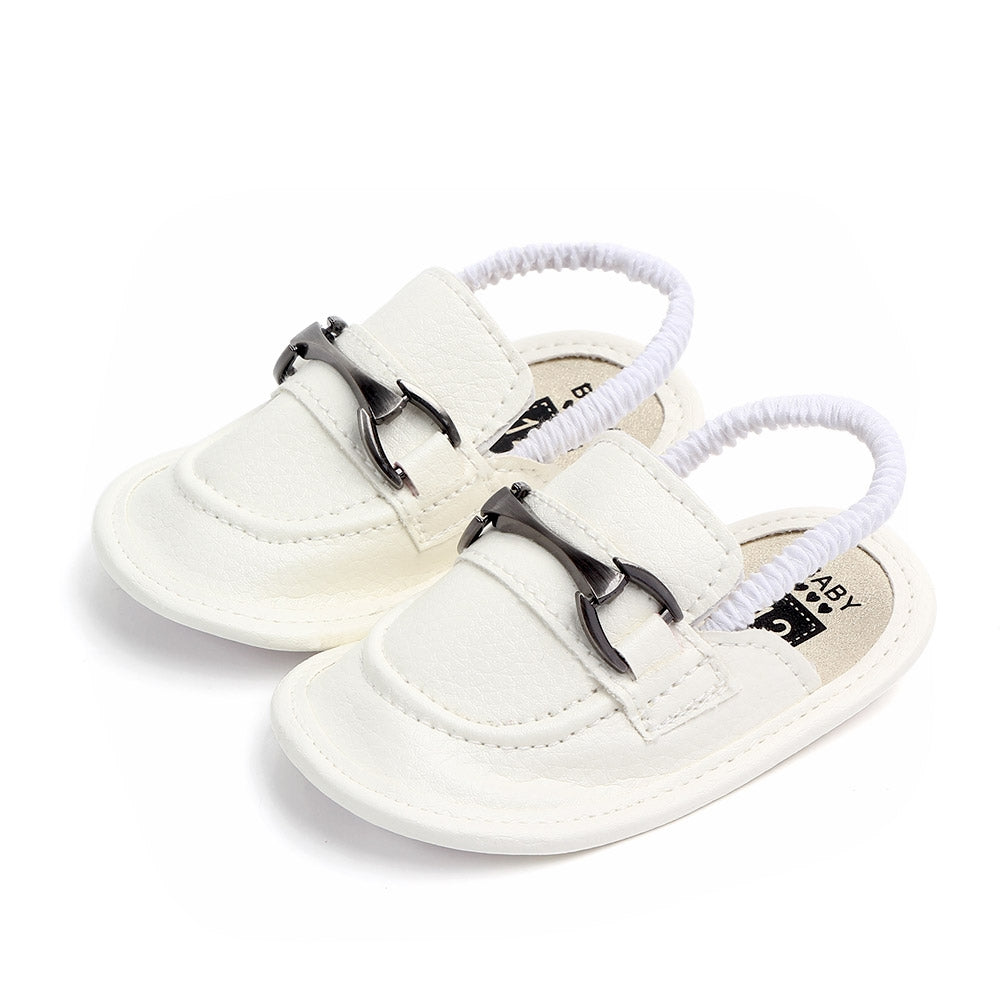 White Leather Elastic Ankle Baby Slipper Shoes 1 - Minitaq baby kids clothes dress