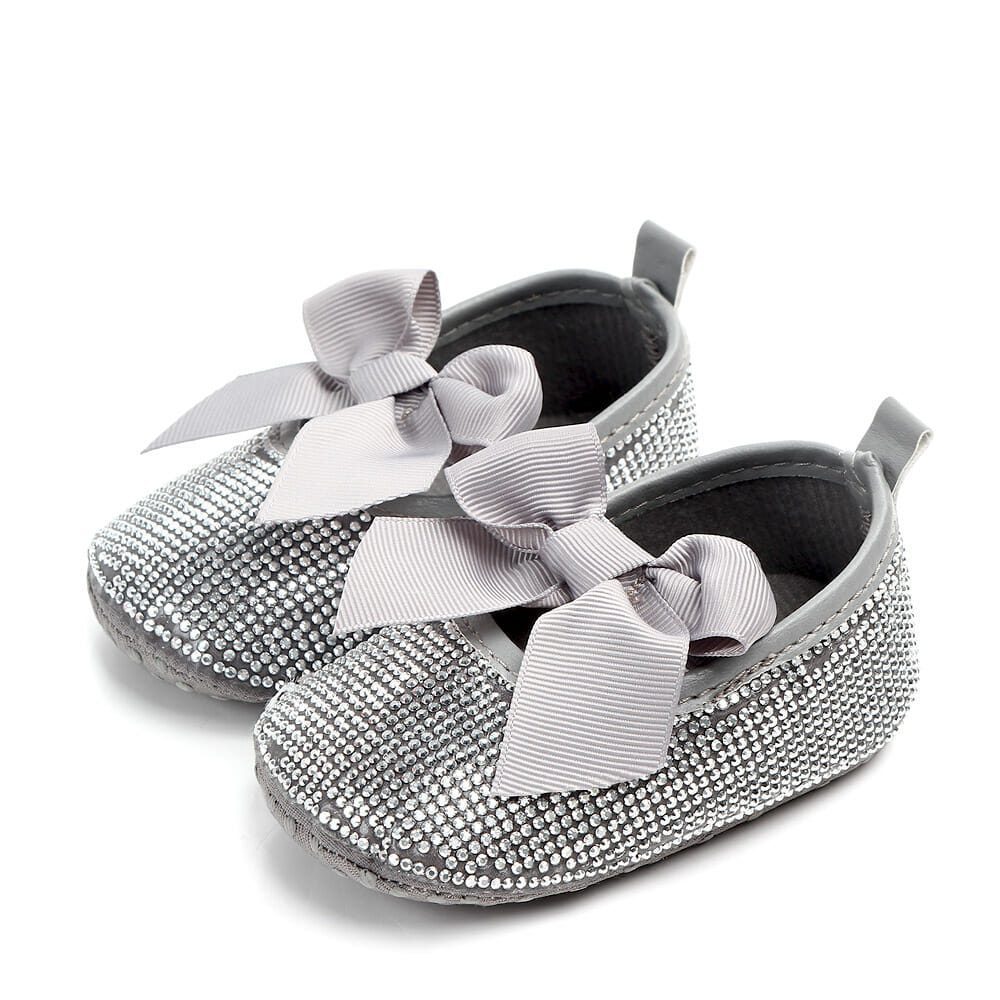 Rhinestone Gray Princess Style Baby Shoes 1 - Minitaq baby kids clothes dress