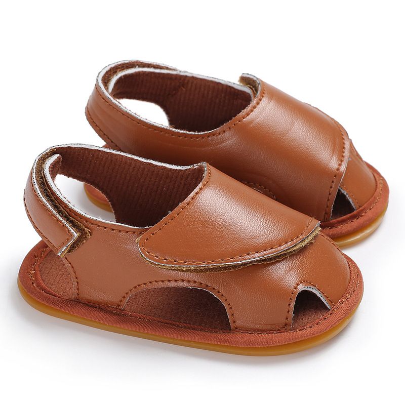 Brown PU Leather Ankle Strap Baby Sandles 1 - Minitaq baby kids clothes dress