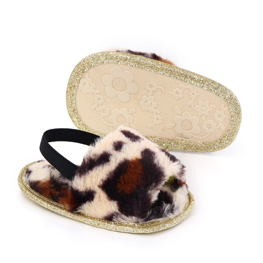 Cheetah Plush Soft TPR Baby Sandal Slippers 2 - Minitaq baby kids clothes dress