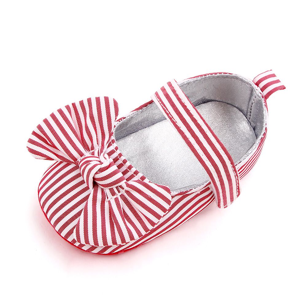 Red Striped Bow Knot Baby Girl Shoes 2 - Minitaq baby kids clothes dress