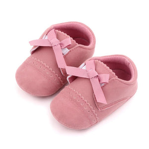 Elegant Pink Suede Bow Knot Baby Shoes 1 - Minitaq baby kids clothes dress