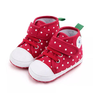 Polka Dots On Red Canvas Style Baby Shoes 1 - Minitaq baby kids clothes dress