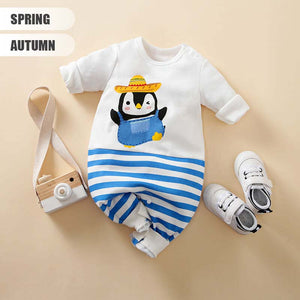 Penguin On Stripes Fun Baby Romper 2 - Minitaq baby kids clothes dress