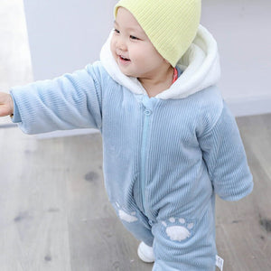 Panda Hooded Blue Winter Romper 4 - Minitaq baby kids clothes dress