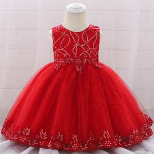 Red Colored Sequin Style Frock Dress 1 - Minitaq baby kids clothes dress