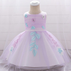 Light Purple Dress With Flowers Design 1 - Minitaq baby kids clothes dress