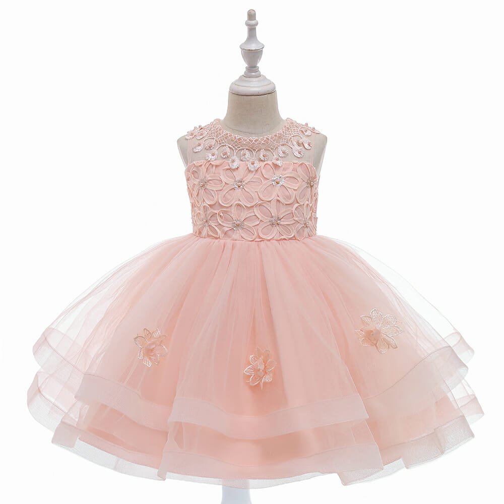 Pink Formal Ruffles Flower Design Dresses 1 - Minitaq baby kids clothes dress