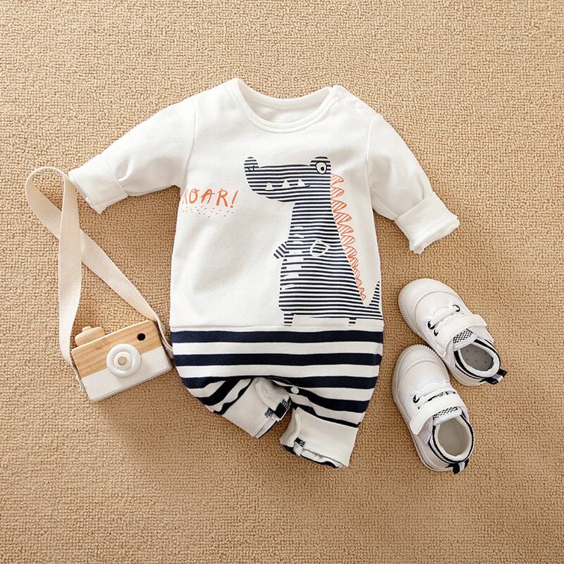 Roaring Dino Casual Design Baby Romper 1 - Minitaq baby kids clothes dress