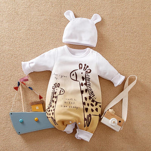 Giraffe N Sunset Cartoon Baby Romper 1 - Minitaq baby kids clothes dress