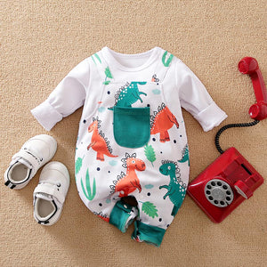 Dino Dungaree Style Baby Romper 1 - Minitaq baby kids clothes dress