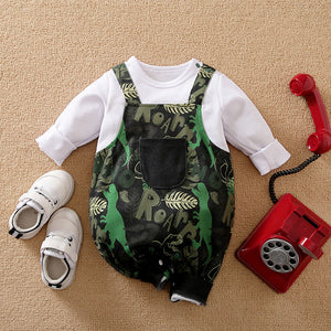 Jungle Roar Dungaree Style Baby Romper 1 - Minitaq baby kids clothes dress