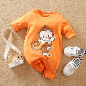 Naughty Monkey Orange Baby Romper 1 - Minitaq baby kids clothes dress