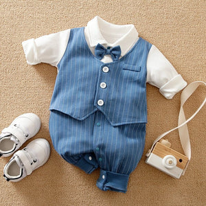 Blue White Smart Baby Romper Dress 1 - Minitaq baby kids clothes dress