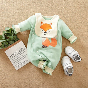 Fox Cartoon Baby Romper With Bib 1 - Minitaq baby kids clothes dress