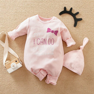 Can Do Baby Pink Romper With Cap 1 - Minitaq baby kids clothes dress