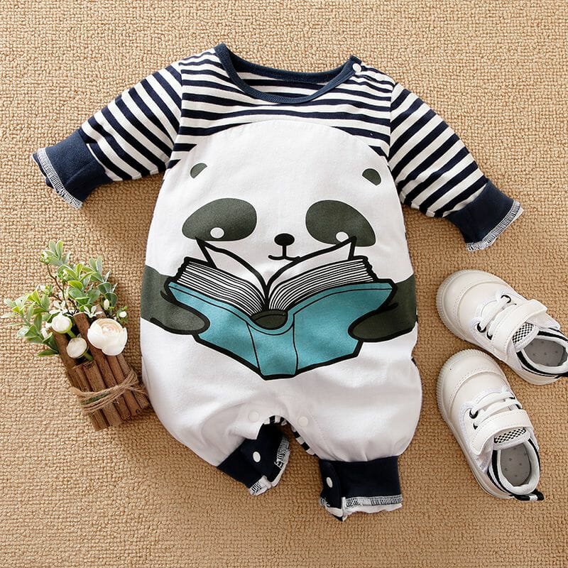 Panda Reading Book Baby Romper 1 - Minitaq baby kids clothes dress