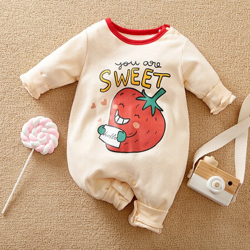 Sweet Strawberry Full Sleeve Baby Romper 1 - Minitaq baby kids clothes dress