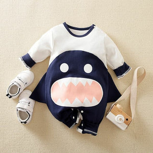 Shark Cartoon Design Baby Romper 1 - Minitaq baby kids clothes dress