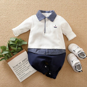 White And Blue Smart Sailor Baby Romper 1 - Minitaq baby kids clothes dress