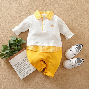 White And Yellow Smart Sailor Baby Romper 1 - Minitaq baby kids clothes dress