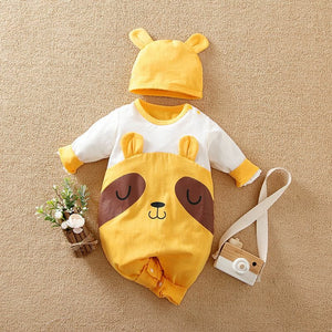 Casual Cartoon Design Romper With Cap 1 - Minitaq baby kids clothes dress