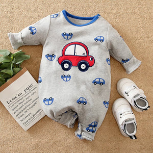 Car Design Gray Full Sleeve Baby Romper 1 - Minitaq baby kids clothes dress