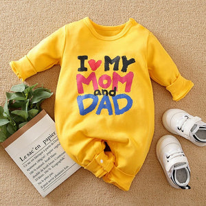 Love Mom And Dad Yellow Baby Romper 1 - Minitaq baby kids clothes dress