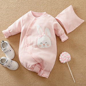 Pink Bunny Baby Romper With Cap 1 - Minitaq baby kids clothes dress