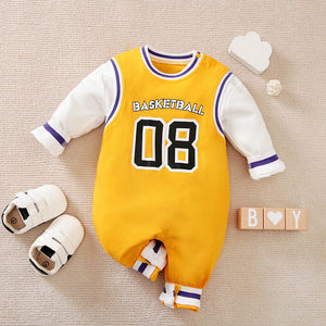 Basketball Yellow Sports Baby Romper 1 - Minitaq baby kids clothes dress