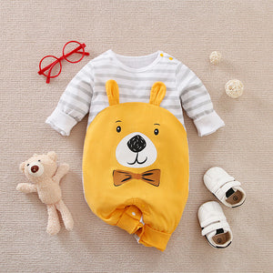 Yellow Bear With Gray Stripes Romper 1 - Minitaq baby kids clothes dress