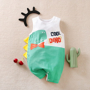 Cool Dino Sleeveless Baby Romper 1 - Minitaq baby kids clothes dress