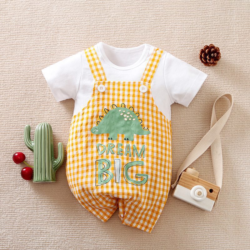 Dream Big Checkered Style Baby Dangaree 1 - Minitaq baby kids clothes dress