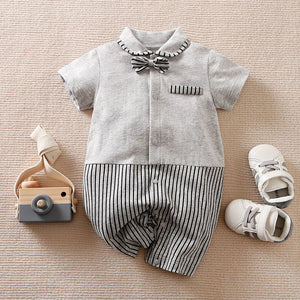 Smart Gray Formal Style Baby Romper 1 - Minitaq baby kids clothes dress