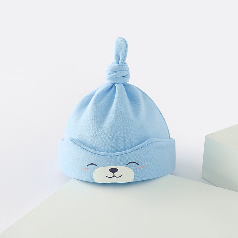 Cartoon Light Blue Cotton Baby Cap 1 - Minitaq baby kids clothes dress