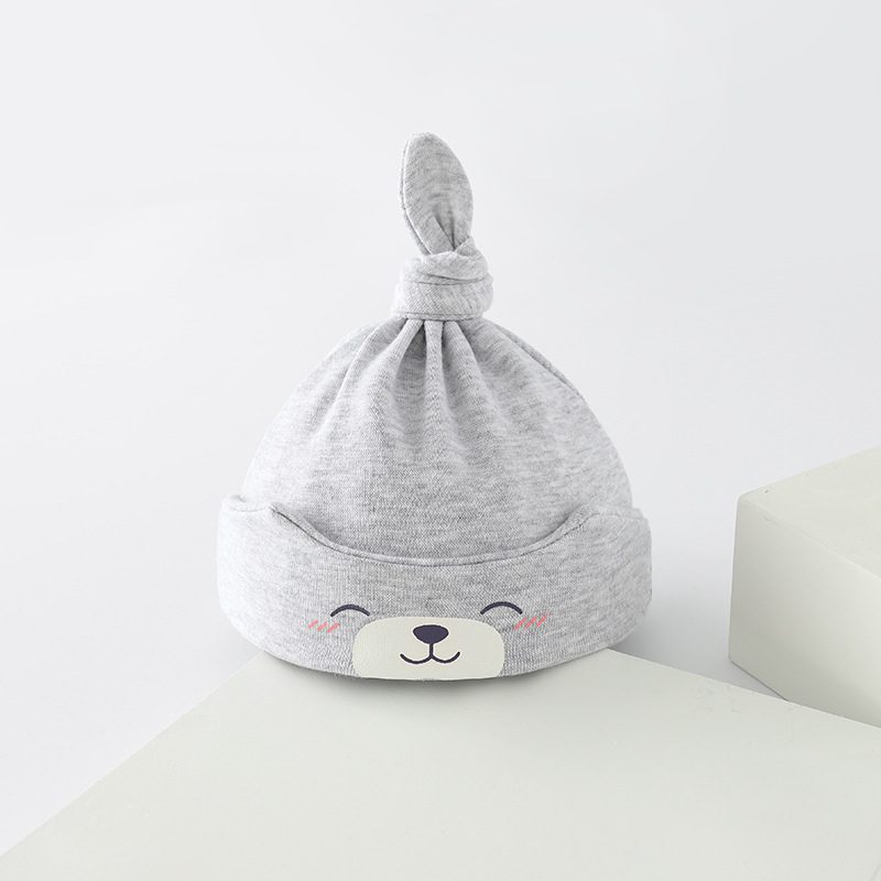 Cartoon Gray Cotton Baby Cap 1 - Minitaq baby kids clothes dress