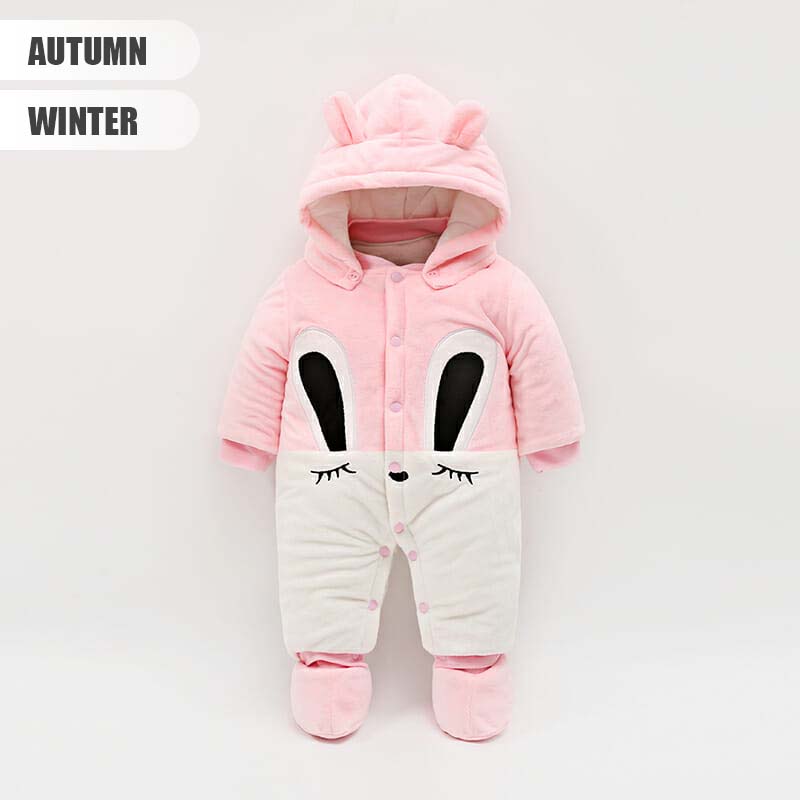 Cute Bunny Winter Hooded Style Girl Romper 2 - Minitaq baby kids clothes dress