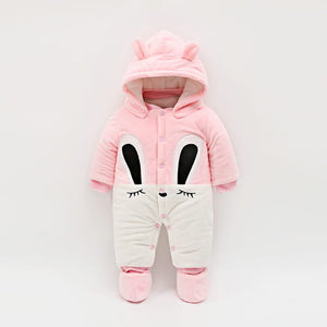 Cute Bunny Winter Hooded Style Girl Romper 1 - Minitaq baby kids clothes dress