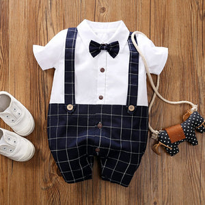 Gentleman Baby Boy Dark Romper with check pattern 1 - Minitaq baby kids clothes dress